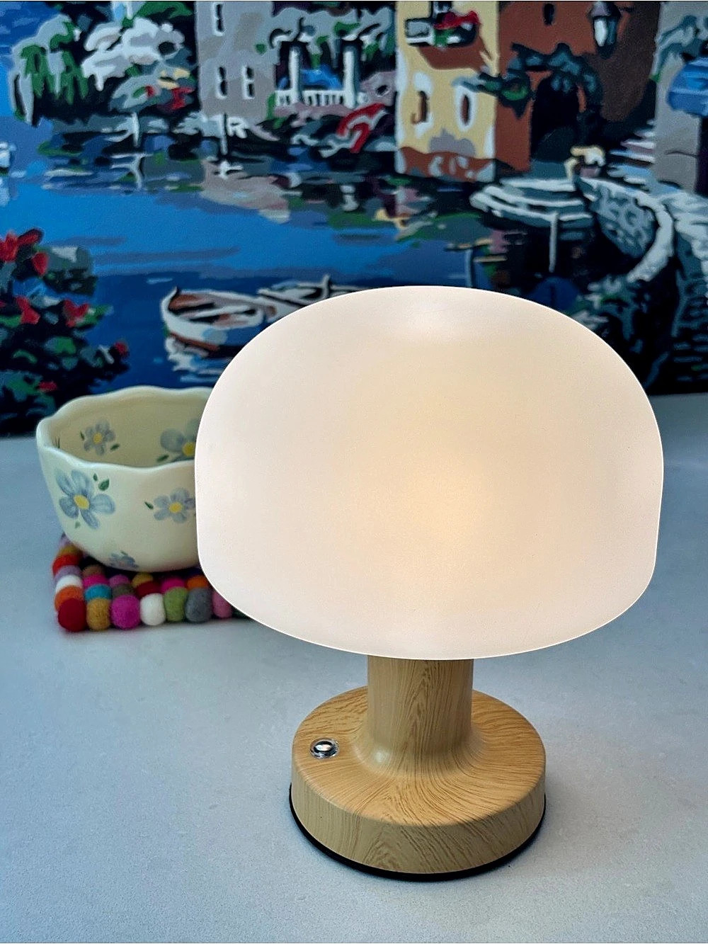 Mushroom Table Lamp, USB Rechargeable LED Night Light, Touch Dimmable, 2500mAh,